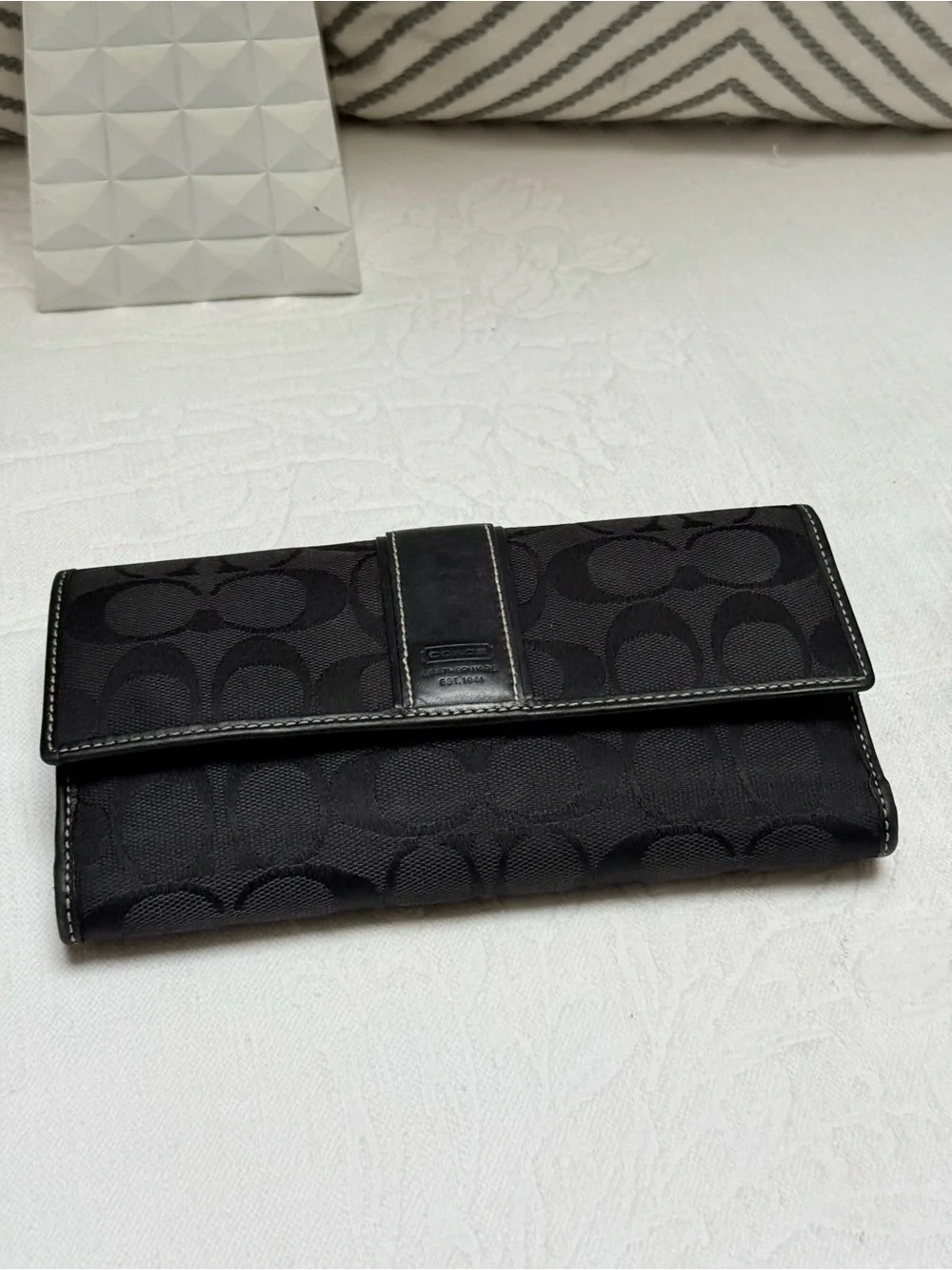 Coach Y2K Black Signature Fold-Over Continental Wallet